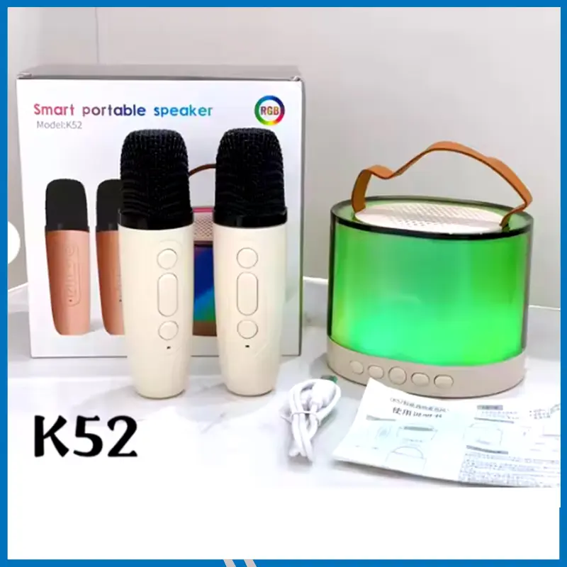 K52 Portable colorful LED ambient light wireless microphone karaoke speaker home and outdoor small KTV BT speaker