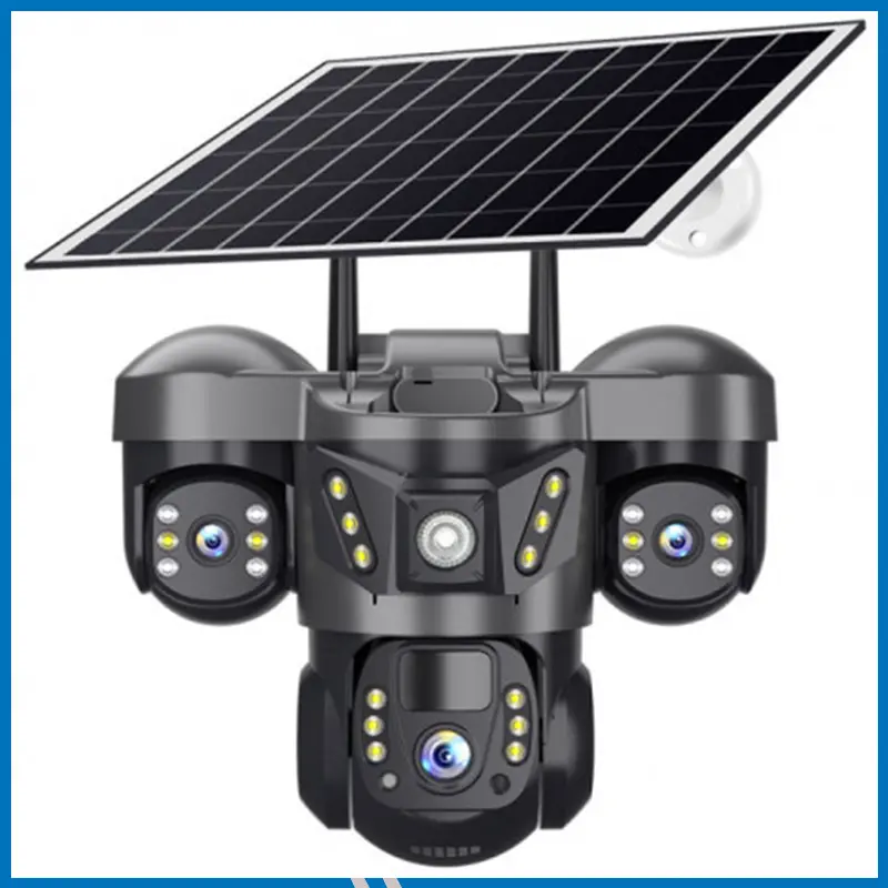 V380 Pro 3-Lens 3 Screen 4G Solar Wi-Fi Outdoor PTZ Camera