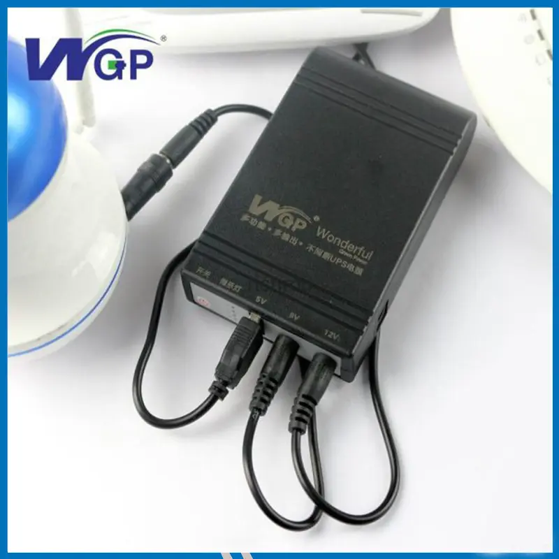 WGP Mini UPS- Router + ONU Backup Up To 8 Hours (5V, 9V, 12V Output) - Black Color