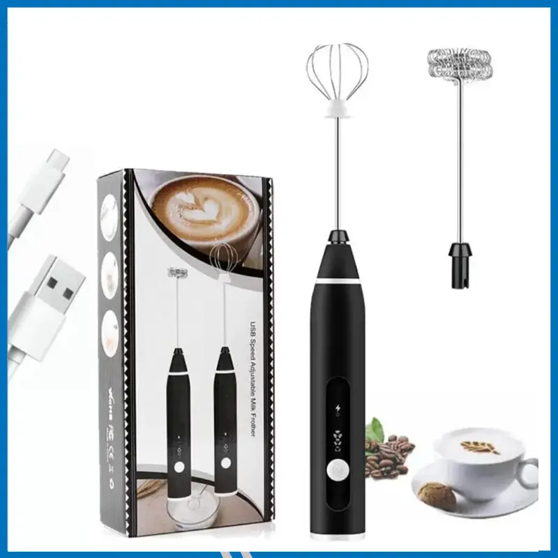 Rechargeable Handheld 3-Speed Adjustable For Latte Coffee mixer 2 in 1Milk Frother