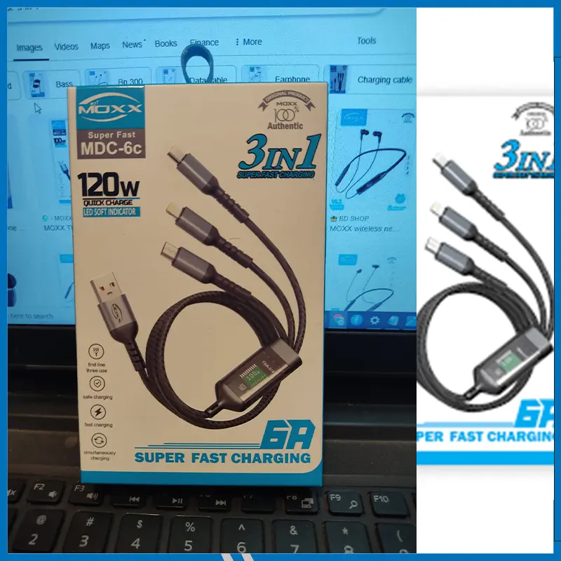 MOXX FAST DATA 3in1 CABLE | 120W FAST SPEED | USB TO TYPE-C, MICRO,LIGHTING