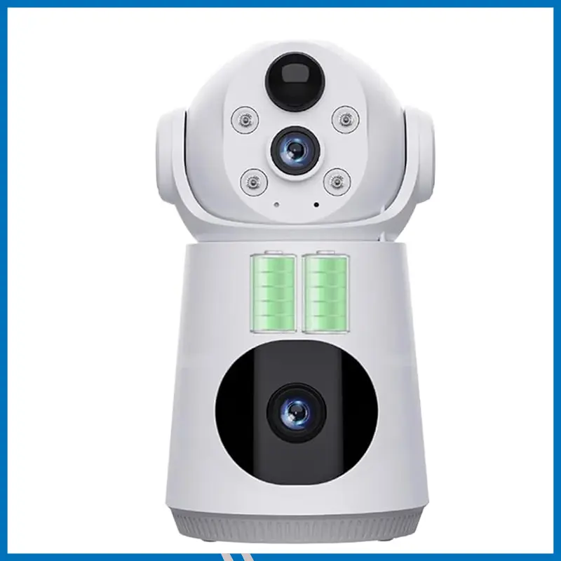 Rechargeable V380 4K Wifi 4G Camera Dual Lens Built-in Battery Indoor Baby Monitor Two Way Home Video Security Protection Surveillance