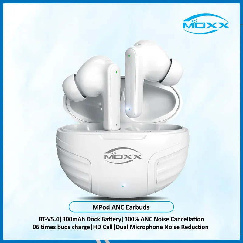 MOXX MPOD ANC & ENC TWS Wireless Earbuds | Environmental Noise Cancellation (ENC) 3 | Active Noise Cancellation (ANC)