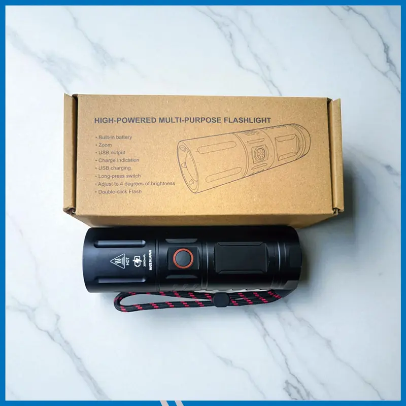 RECHARGEABLE LED TORCH LIGHT, WATERPROOF STRONG LED FLASHLIGHT WITH POWER BANK