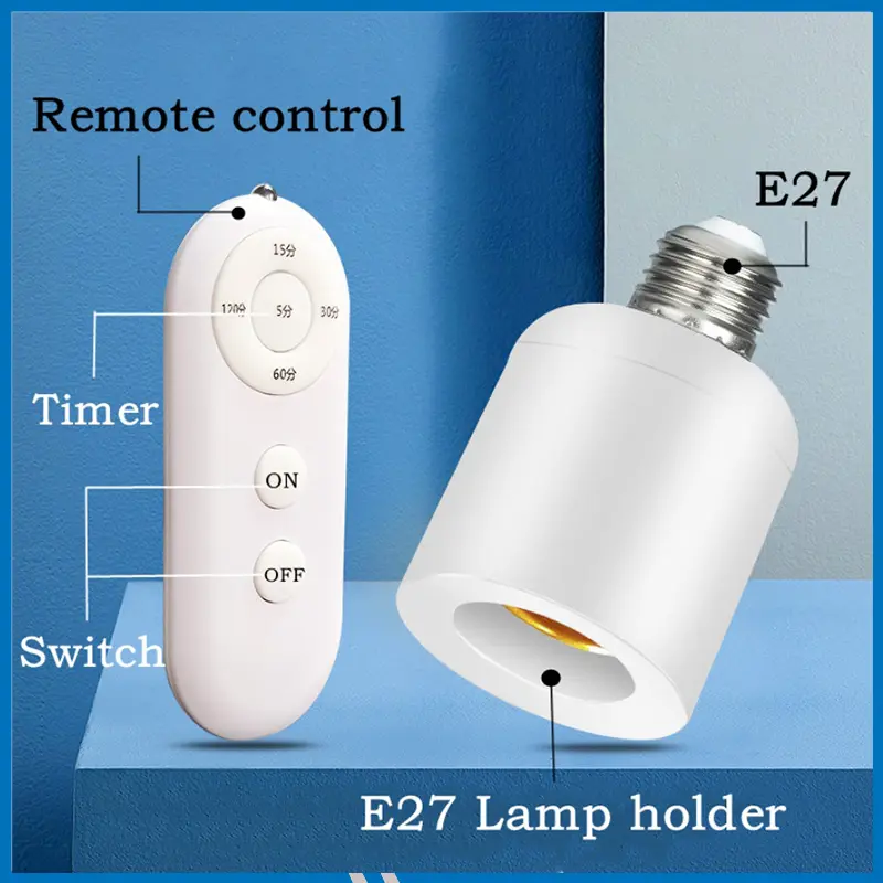 Led light Remote Holder B22 to E27 Smart Light Bulb Holder Base Wireless Control 40 feet Remote Timing Functiong