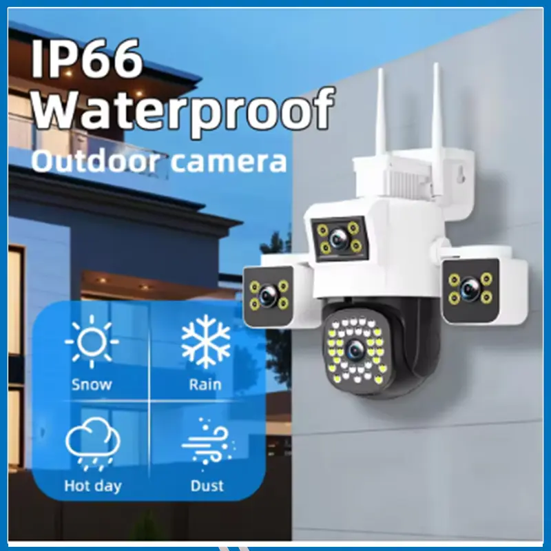 O-KAM PRO Camera Outdoor Waterproof HD 20MP WIFI 4 Lens  4 View Night Vision Video Camera Two Way Intercom Mobile Tracking