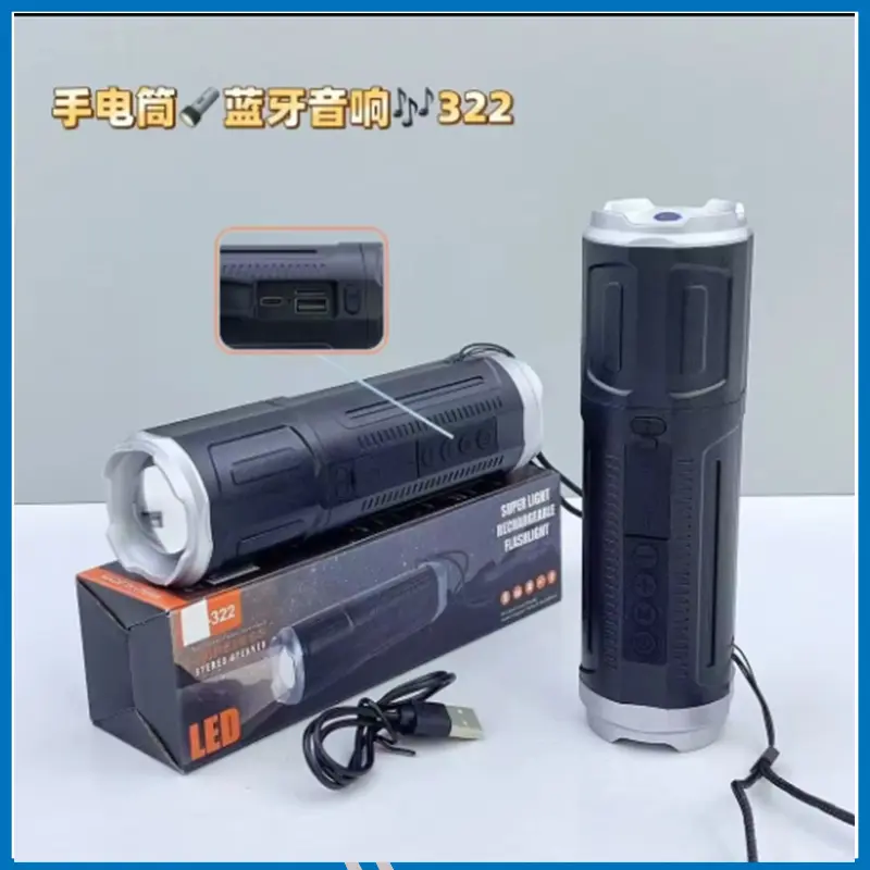 USB Rechargeable Multi-Function Flashlight with Music Speaker