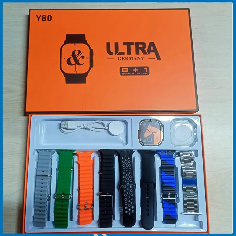 Y80 Ultra Smartwatch With 8 Strap