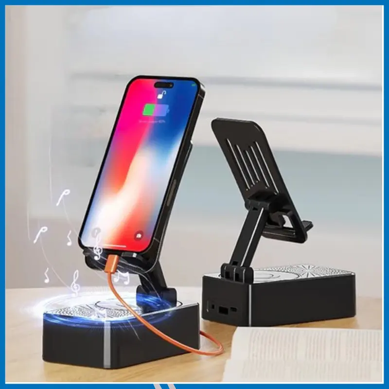 3-in-1 Wireless Speaker with Phone Holder & Power Bank
