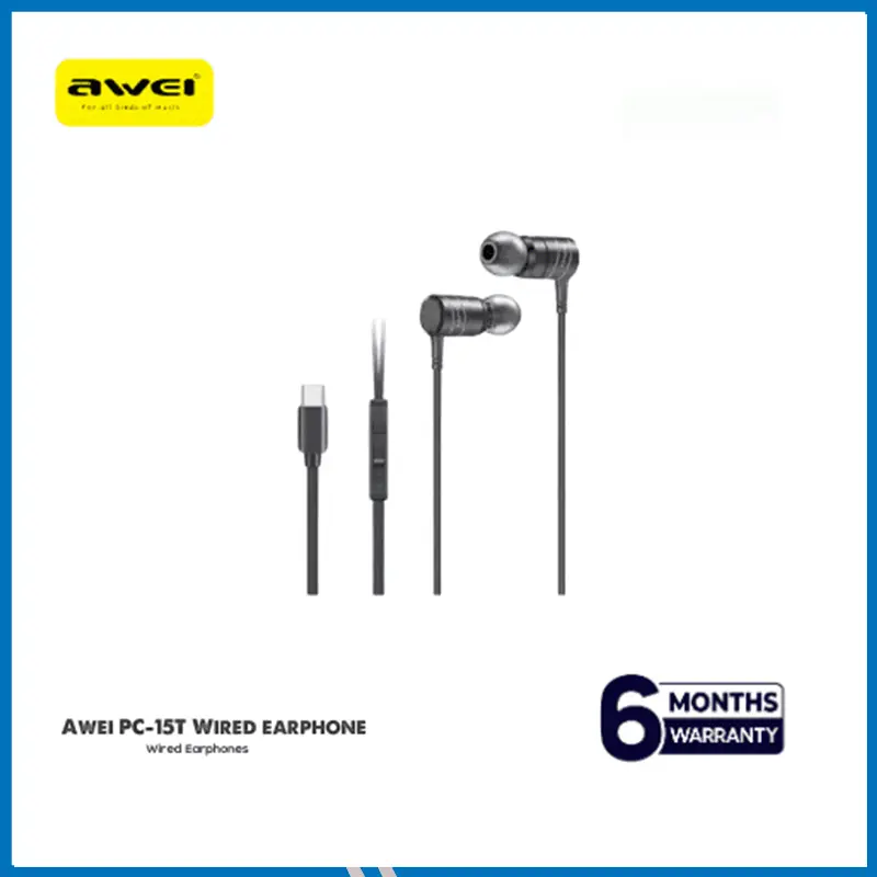 Awei PC-15T In-ear Earphone (100% Works in Iphone 15 & Samsung device)