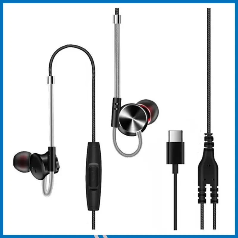 QKZ DM10 Type C Zinc Alloy Metal Earphone - Black