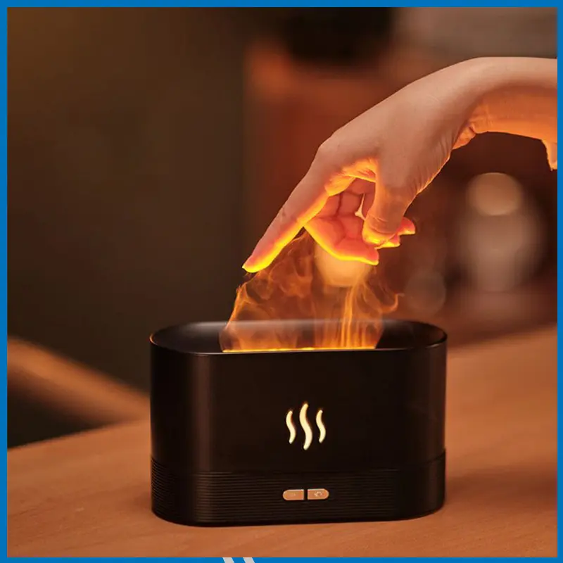 9 Flame Effect Air Humidifier Essential Oil Fragrance Mist Aromatherapy Diffuser With Night Dim Light, create a romantic and pleasant atmosphere, the Cool 9 Flame effect suitable for Decoration Room or office, Relaxation and sleeping