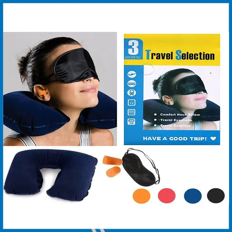3 in 1 Travel Pillow Set – Neck Pillow, Sleeping Eye Mask and Ear Plug