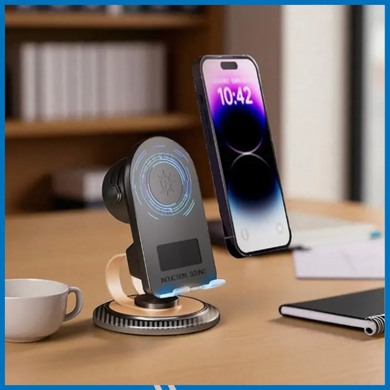 Wireless Charger Stand Bluetooth Speaker Desktop Mobile Phone Holder