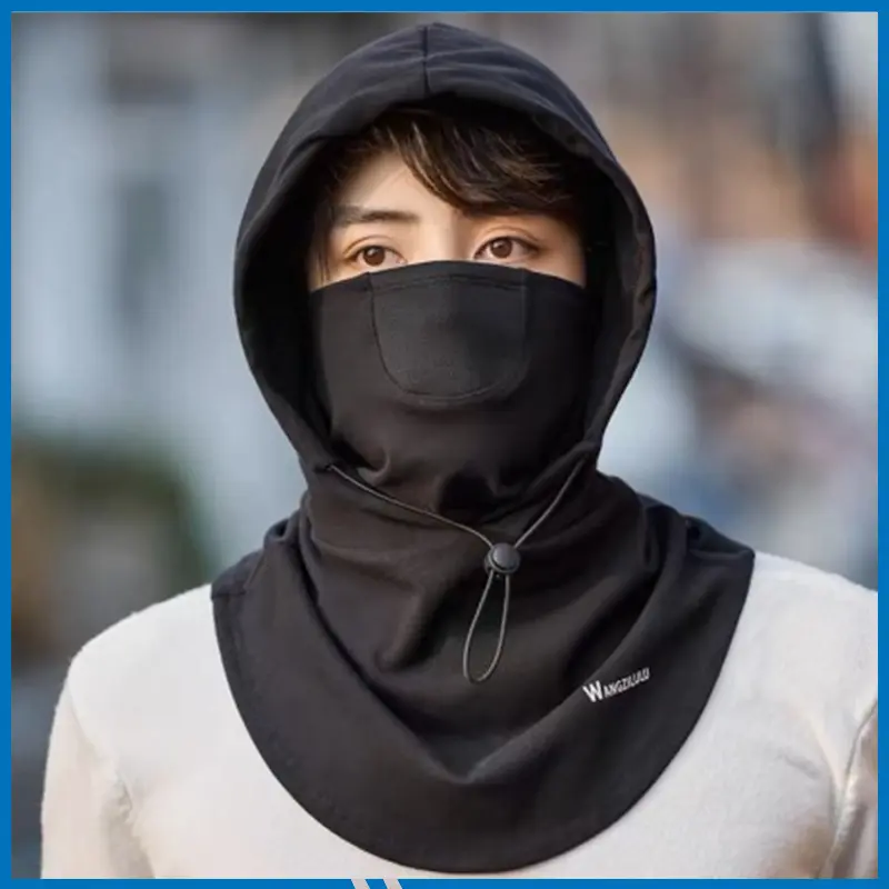 Windproof Cycling Face Cover With Hat For Winter Bike Hooded Mask With Neck Warmer