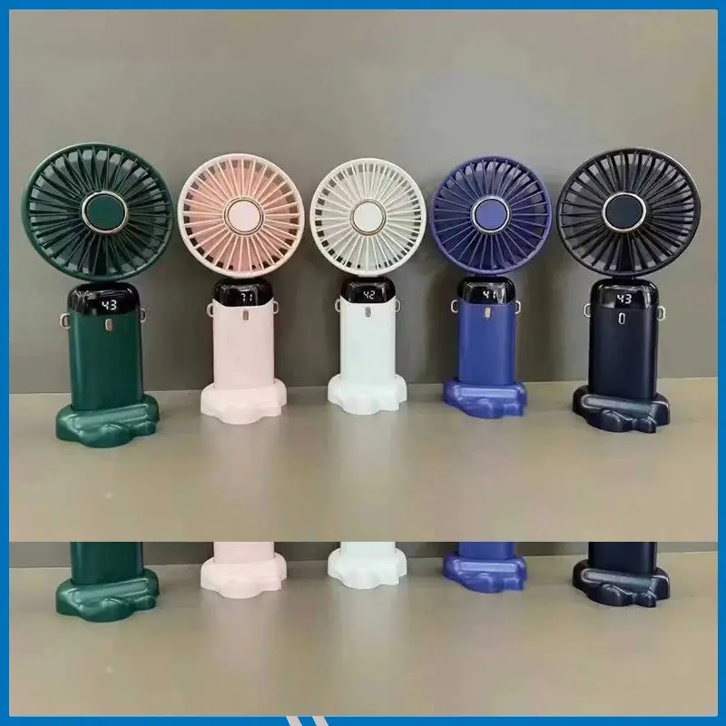 Portable Handheld Fan Foldable Handheld Fan with Digital Display 5 Speeds Low Noise Portable Personal Fan for Desktop Fan